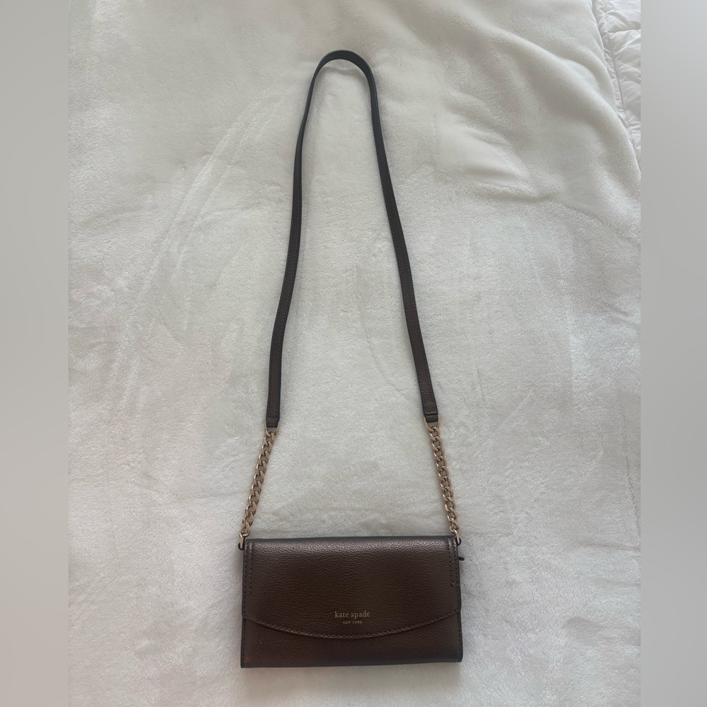 Kate Spade Brown Crossbody Bag with Gold Accents